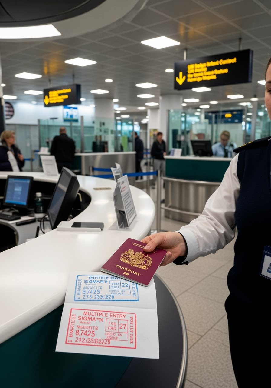 Contrôle passeport aéroport UK entrées multiples
