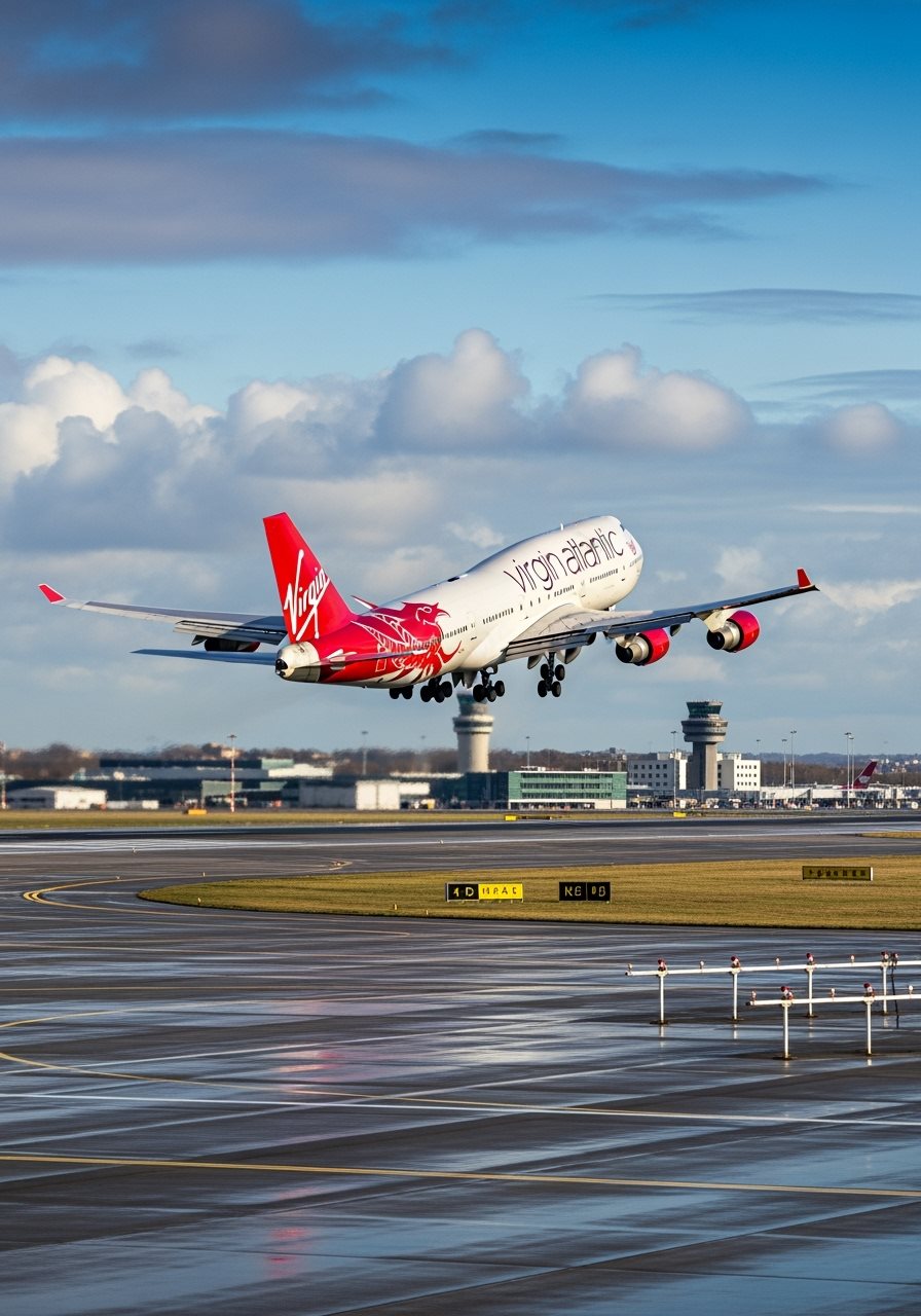 Avion décollage piste aéroport UK départ voyage