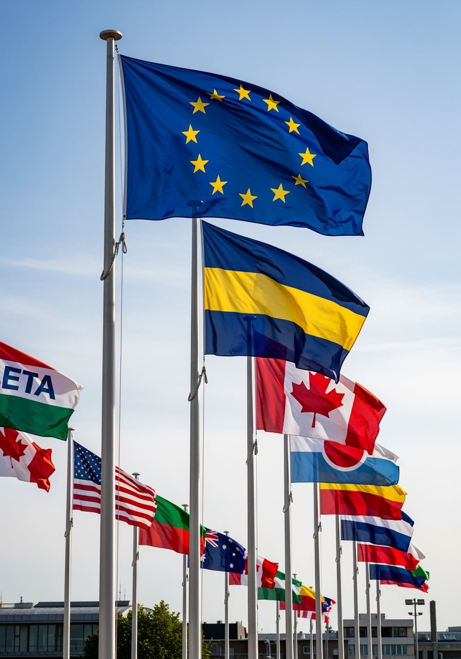 Drapeaux européens USA Canada Australie Japon pays ETA