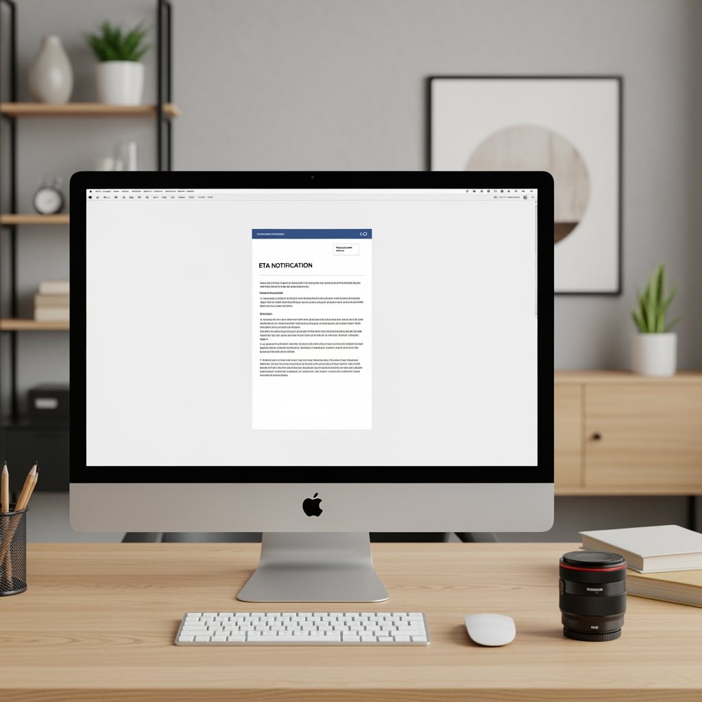 Ordinateur bureau suivi demande ETA notification email