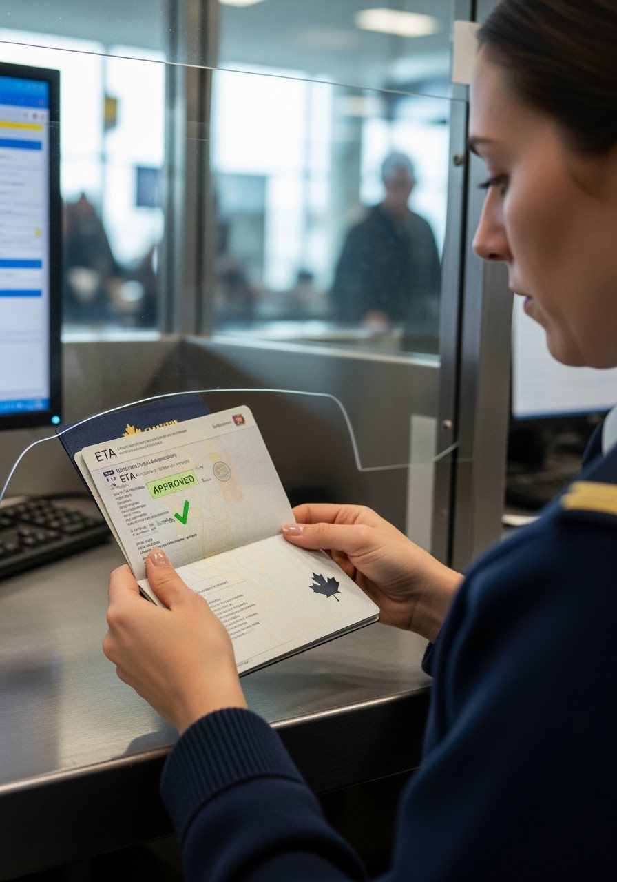 Personne vérifiant statut ETA approuvé confirmé document