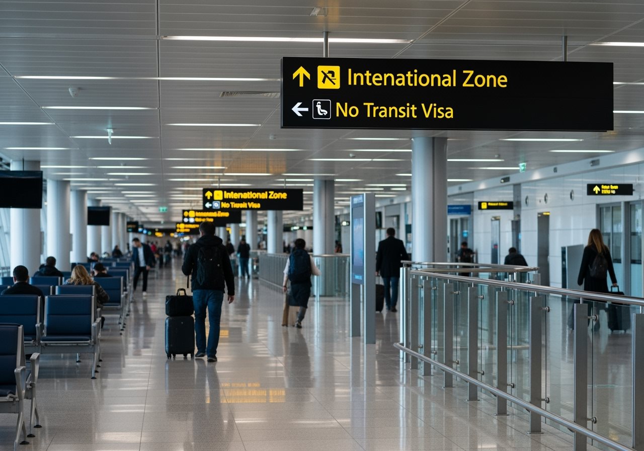 Terminal aéroport zone internationale sans visa transit