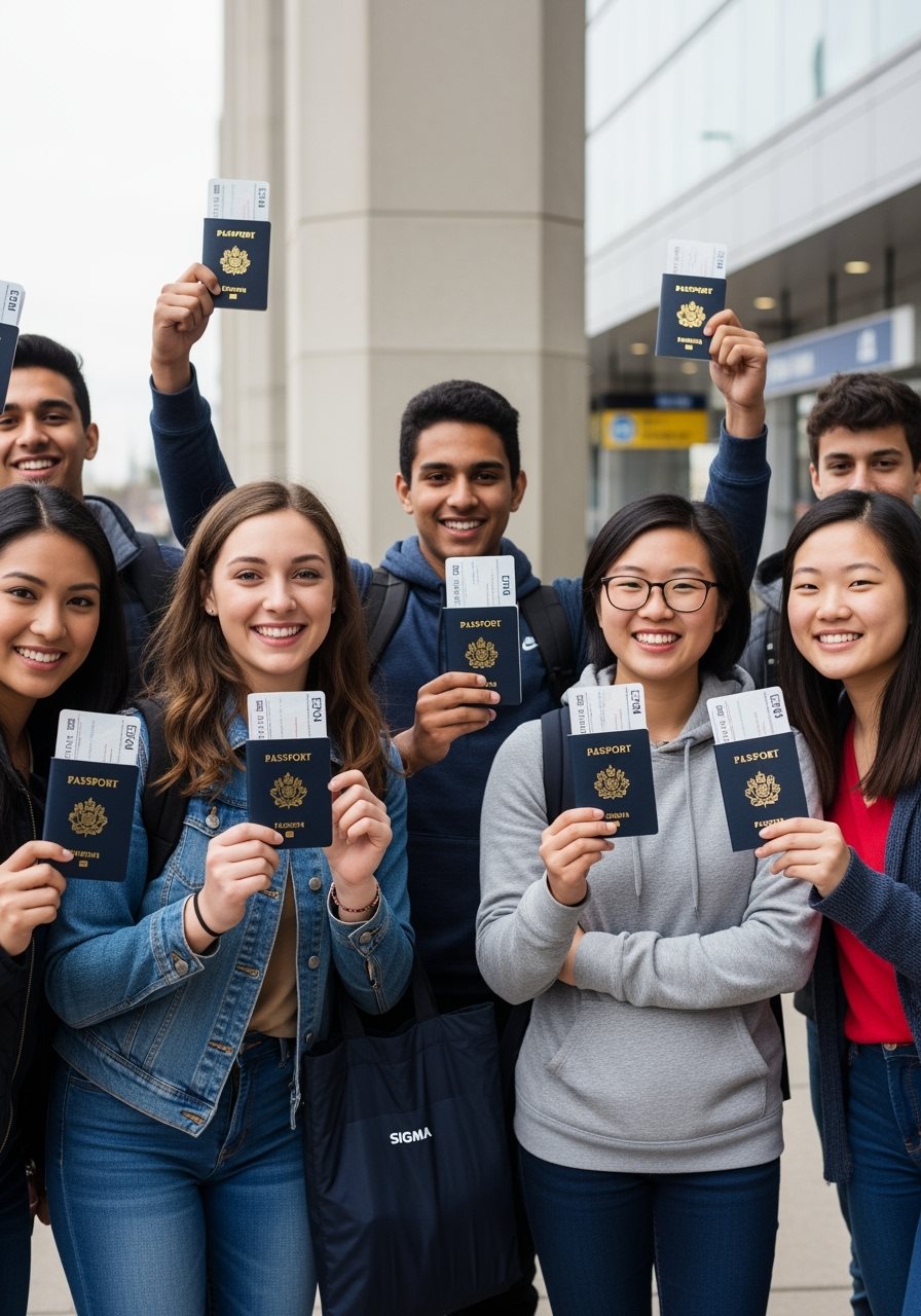 Équipe voyage scolaire avec passeports ETA